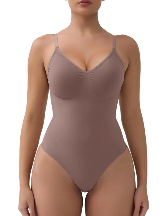 SnatchMe™ Seamless Tummy Control Bodysuit – Stretchy Thong Shapewear with Adjustable Straps & No-Compression Bra